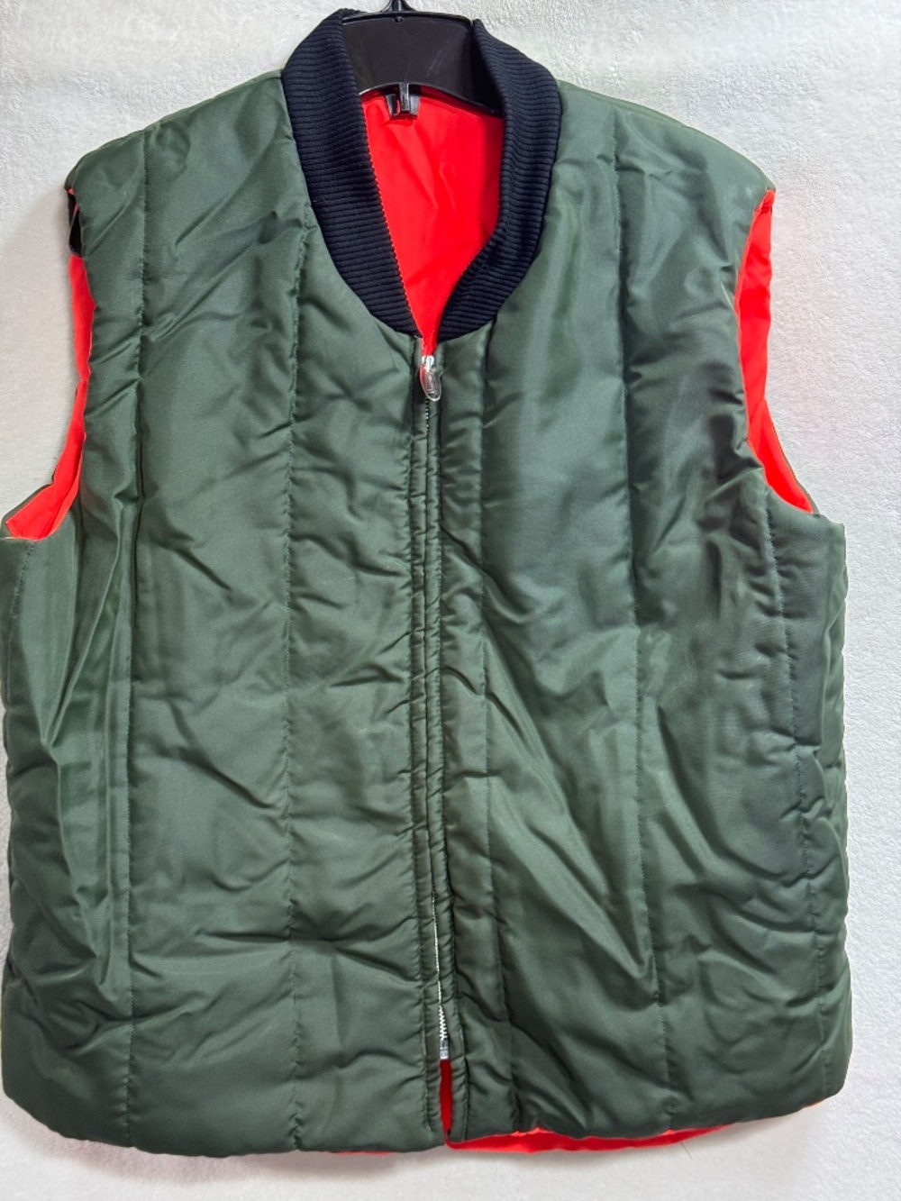 Vintage Reversible Orange Green Puffer M Vest w/Zipper Outdoor Workwear Hunting